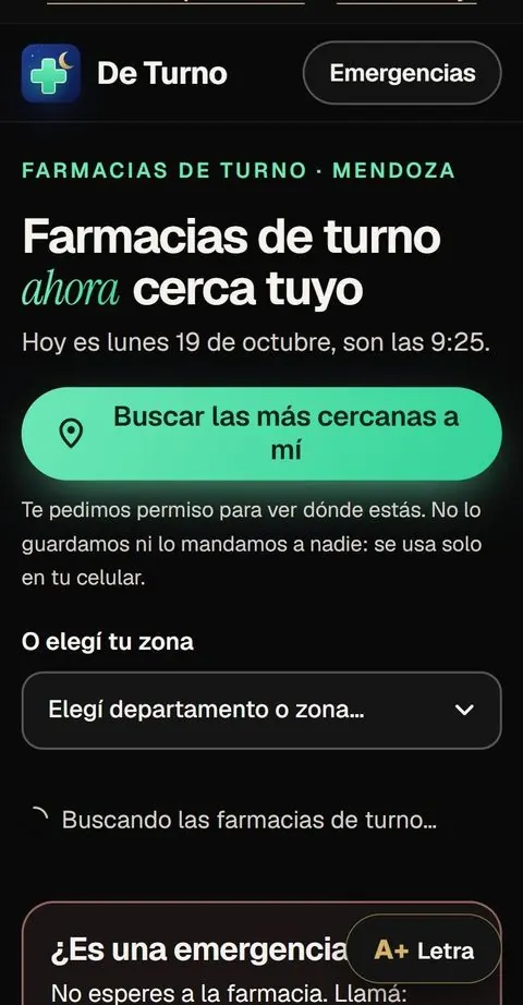 De Turno: buscar la farmacia de turno más cercana