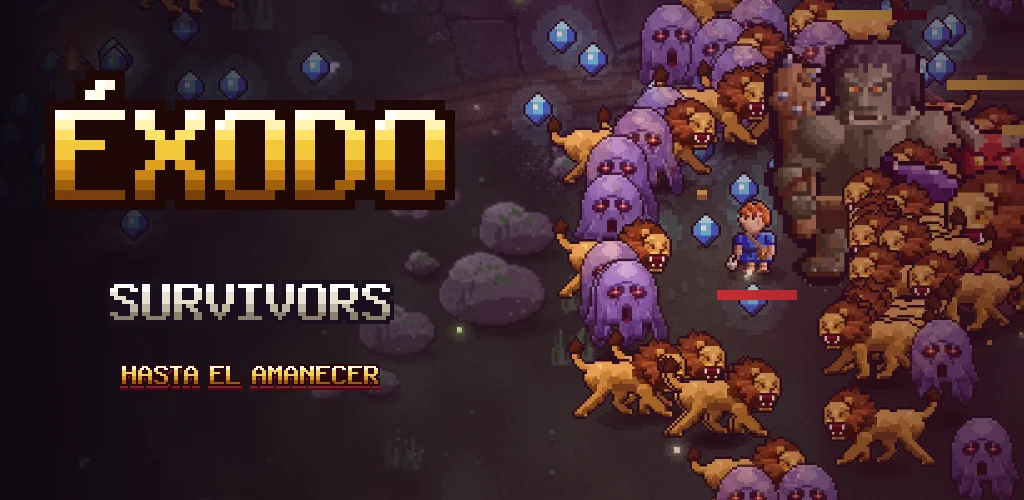 Éxodo Survivors: un siervo rodeado de leones y sombras, con Goliat detrás